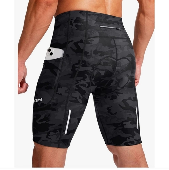 Bikewa Men's Camo Bike Shorts Padded Cycling Road Mtn Riding‎ UPF 50, Size XXL - Picture 1 of 12